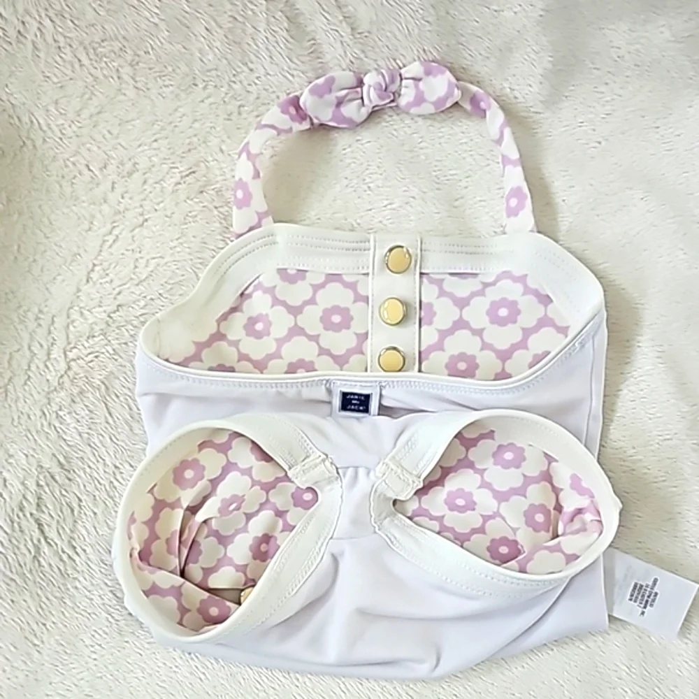 Janie and Jack | Vintage Style Light Purple and White Daisy Print Swimsuit